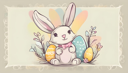 Cute abstract easter bunny banner with text area