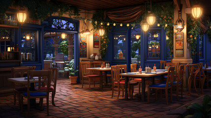 Obraz premium Cozy restaurant with warm lighting