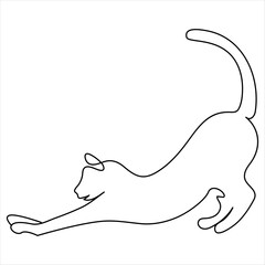 Continuous one line cat pet drawing out line vector illustration design.