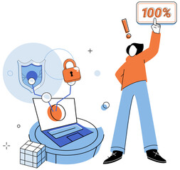 Cyber security vector illustration. Database protection is critical aspect cyber security practices Guards defend against cyber attacks and ensure confidentiality personal data Personal information