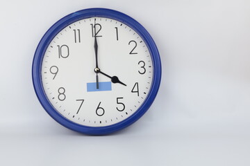 Set of office clocks showing various time isolated on white background.
