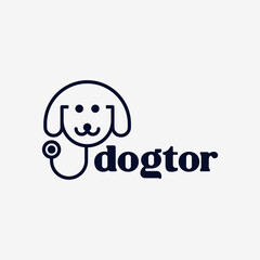 DOG DOCTOR STETHOSCOPE PET LOGO VECTOR ICON ILLUSTRATION