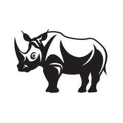 Obraz premium Rhinoceros in cartoon, doodle style . Image for t shirt. Isolated 2d vector illustration in logo, icon, sketch style, Eps 10, black and white. AI Generative