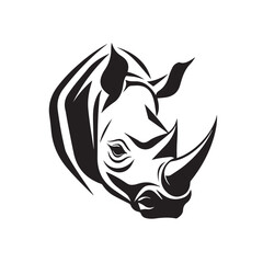 Fototapeta premium Rhinoceros in cartoon, doodle style . Image for t shirt. Isolated 2d vector illustration in logo, icon, sketch style, Eps 10, black and white. AI Generative
