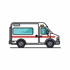 Ambulance in cartoon, doodle style. Isolated 2d vector illustration in logo, icon, sketch style, Eps 10, black and white. AI Generative