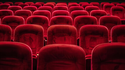 Red chairs in a cinema. 