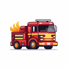 Fire engine in cartoon, doodle style. Isolated 2d vector illustration in logo, icon, sketch style, Eps 10. AI Generative