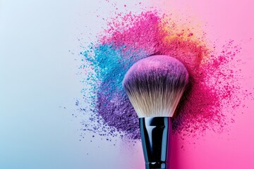 Make-up brush with powder explosion background