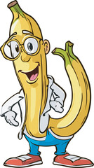 Banana cartoon character vector image. Illustration of cute banana face graphic design image