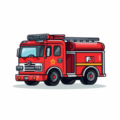 Fire engine in cartoon, doodle style. Isolated 2d vector illustration in logo, icon, sketch style, Eps 10. AI Generative