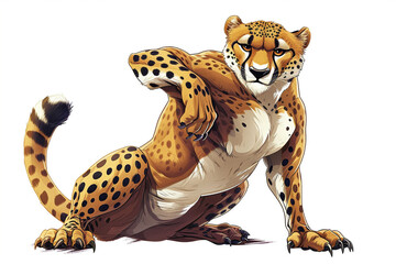 cartoon big muscular cheetah