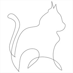 Continuous one line cat pet drawing out line vector illustration design.