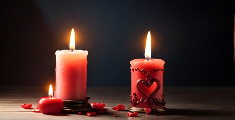 red candle and christmas decorations
