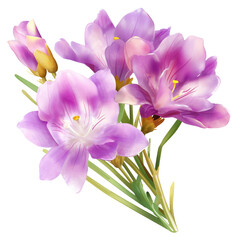Freesia flower on a transparent background,