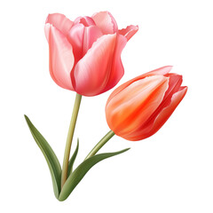 Tulip flower on a transparent background, PNG