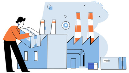 Manufacturer model. Vector illustration. The company invests in continuous improvement to enhance product quality Construction processes are meticulously planned and executed Technology integration