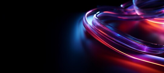 Glowing dynamic lines on a black background. a place for the text.