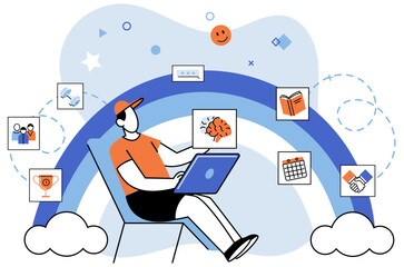 Personal growth. Vector illustration. Developing strategy is important for achieving personal growth and success Being skilled in various areas contributes to personal growth and development