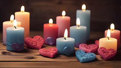 candles on a wooden background