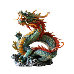 Fototapeta premium Spring Festival Dragon Figurine, isolated on transparent background