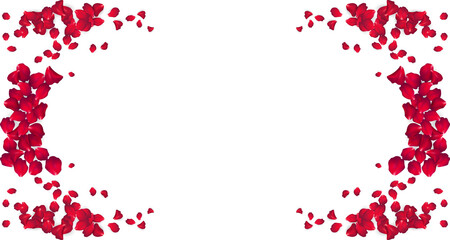 red rose petals frame made for valentines or wedding decorations