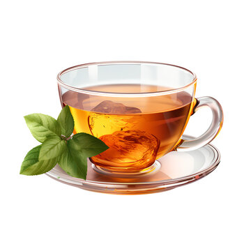Tea in cup, isolated on transparent background