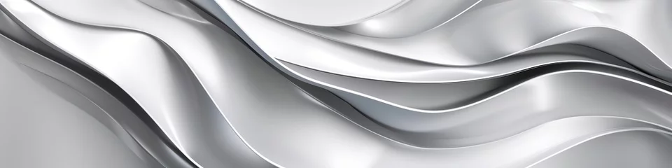 Gordijnen White silver waves abstract minimal background. Generative AI © saicle