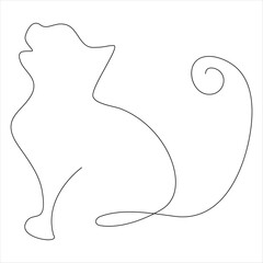 Continuous one line cat pet drawing out line vector illustration design.
