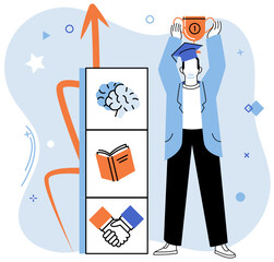 Personal growth. Vector illustration. Creativity is essential aspect personal growth and self expression Taking responsibility for ones actions contributes to personal growth and maturity Striving