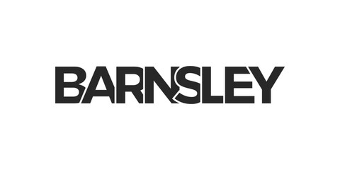 Fototapeta premium Barnsley city in the United Kingdom design features a geometric style illustration with bold typography in a modern font on white background.