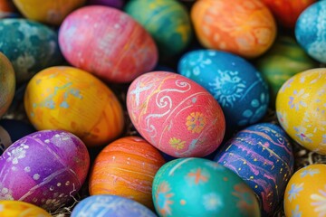 Obraz premium Pile of colorful Easter eggs