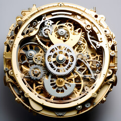 Multiple working elements comprise this intricate watch mechanism.