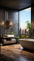 Cozy interior of bathroom in modern apartment.