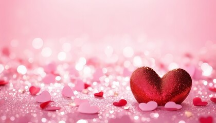 Fototapeta premium Pink background with hearts