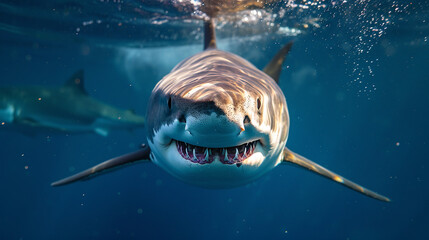 Great white shark in the sea. 