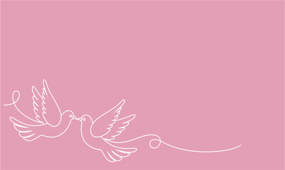 Fototapeta na wymiar pink background with dove couple