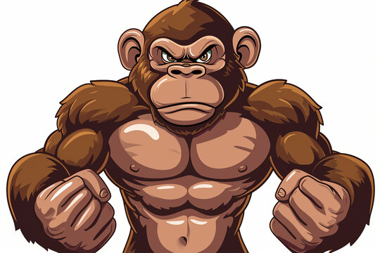 cartoon big muscular monkey