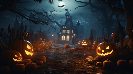 Fototapeta na wymiar Halloween night sceen scary