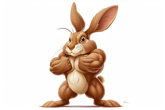 cartoon big muscular rabbit