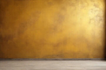 Empty room with yellow wall and wooden floor. 3d render.
