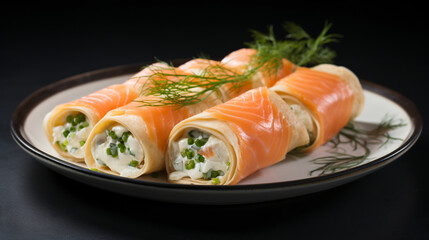 Elegant roll ups featuring smoked salmon and light