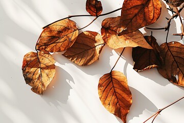 Nature's remnants: Isolated dry leaves on a white background