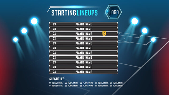 Football match sport graphics blue light template for online broadcast and social media