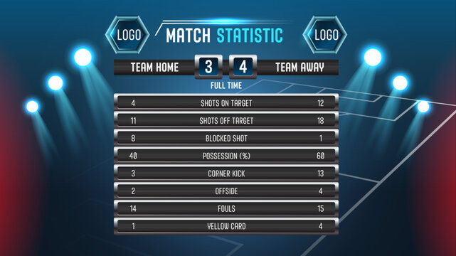 Football match sport graphics blue light template for online broadcast and social media