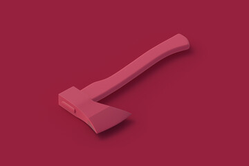 Axe of magenta on red background. 3d render