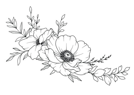 black and white floral arrangement clip art preview