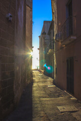 Sun rays on one of the streets of Gallipoli
