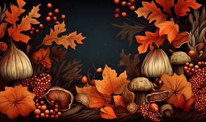Background with autumn elements. Generative Ai

