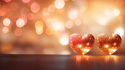 Hearts with a pleasant gentle bokeh