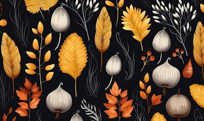 Background with autumn elements. Generative Ai

